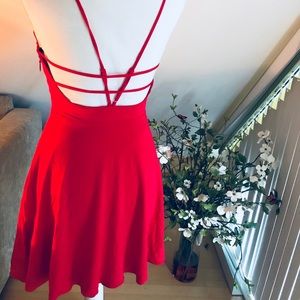 Bebe open back red dress